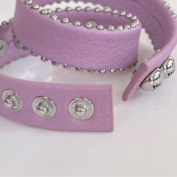 NWT Juicy Couture Lilac Leather Double Wrap Pyramid Stud Bracelet - Picture 7 of 10